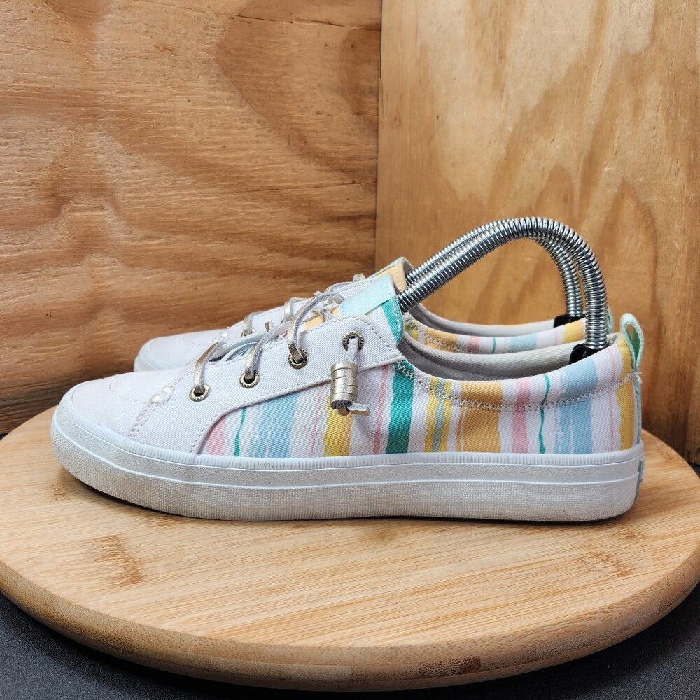 Sperry Pastel Striped Canvas Sneakers - White, Yellow, Pink, Blue, Green - Picture 4 of 9